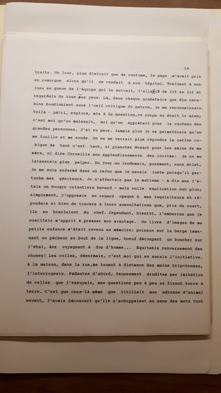 Sable / La Fin des haricots - Tapuscrit