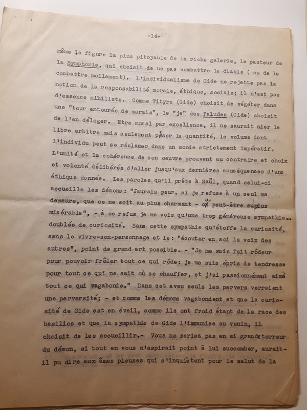 Le Sens de la rébellion dans l'œuvre de Gide , 1945 Le Sens de la rébellion dans l'œuvre de Gide , 1945