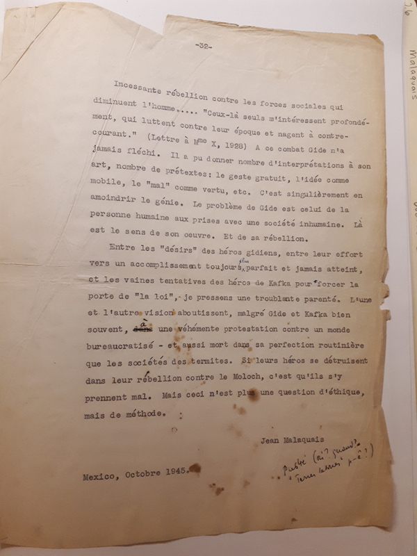 Le Sens de la rébellion dans l'œuvre de Gide , 1945 Le Sens de la rébellion dans l'œuvre de Gide , 1945