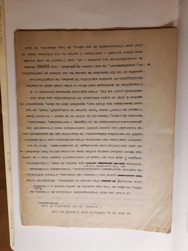 Le Sens de la rébellion dans l'œuvre de Gide , 1945 Le Sens de la rébellion dans l'œuvre de Gide , 1945