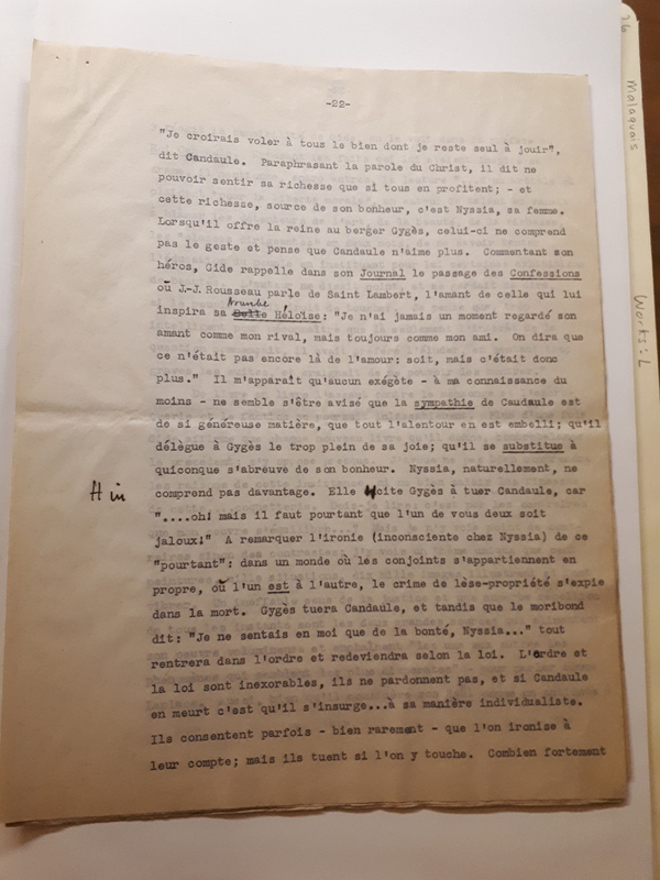 Le Sens de la rébellion dans l'œuvre de Gide , 1945 Le Sens de la rébellion dans l'œuvre de Gide , 1945