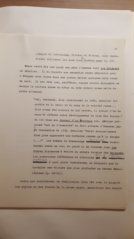 Tapuscrit de la présentation de <em>Joseph Frank, Dostoïevski, les germes de la révolte, 1821-1849 </em>(1981) Tapuscrit de la présentation de <em>Joseph Frank, Dostoïevski, les germes de la révolte, 1821-1849 </em>(1981)