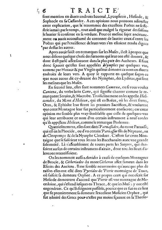 Mythologie, Paris, 1627 - Recherches : Des Muses et de leur généalogie, p. 6