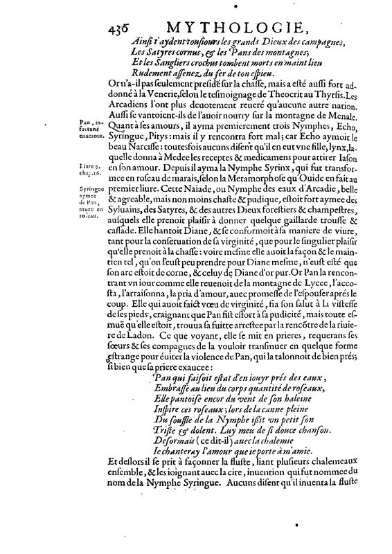 Mythologie, Paris, 1627 - V, 7 : De Pan, p. 436