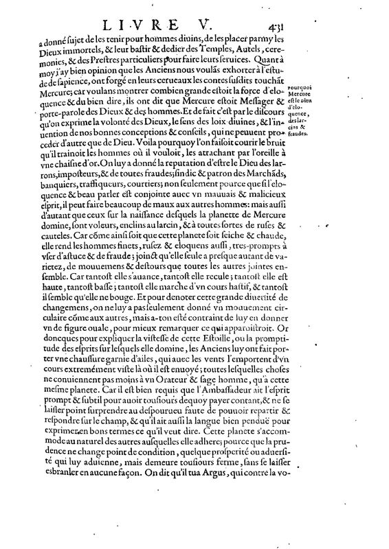 Mythologie, Paris, 1627 - V, 6 : De Mercure, p. 431