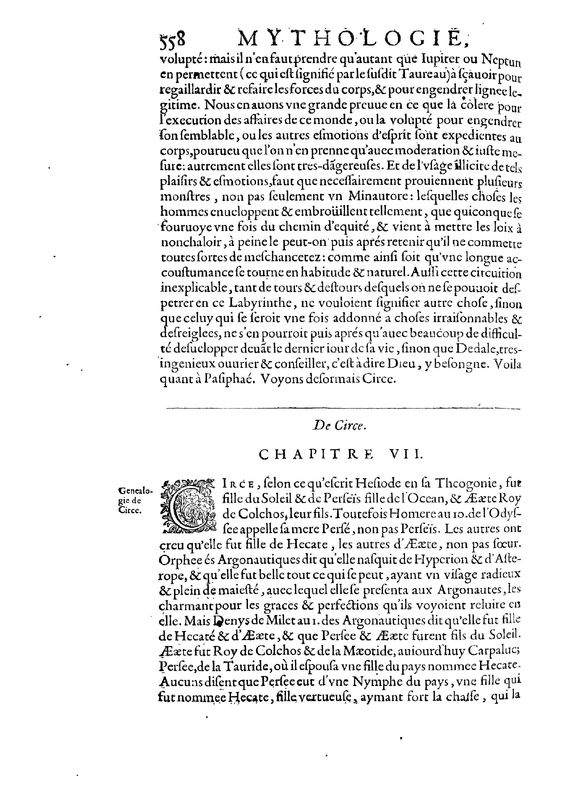Mythologie, Paris, 1627 - VI, 6 : De Pasiphaé, p. 558