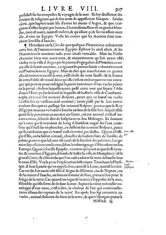 Mythologie, Paris, 1627 - VIII, 20 : D’Ion, ou d’Isis, p. 917