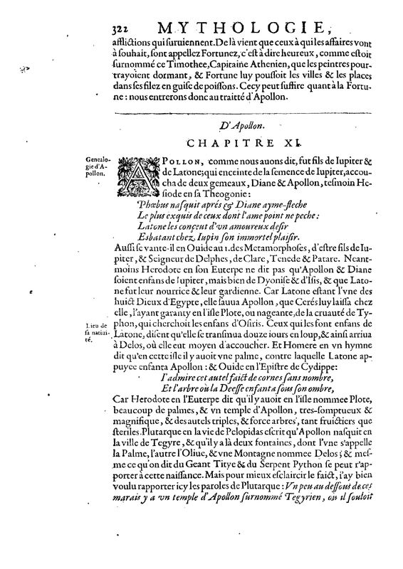 Mythologie, Paris, 1627 - IV, 11 : D’Apollon, p. 322