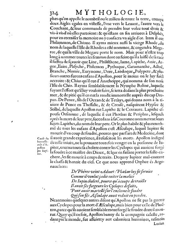 Mythologie, Paris, 1627 - IV, 11 : D’Apollon, p. 324
