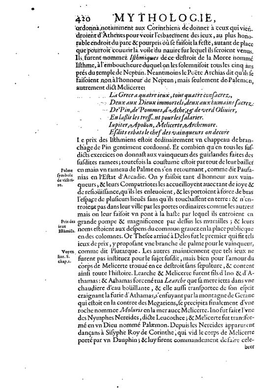 Mythologie, Paris, 1627 - V, 5 : Des Isthmiens, p. 420