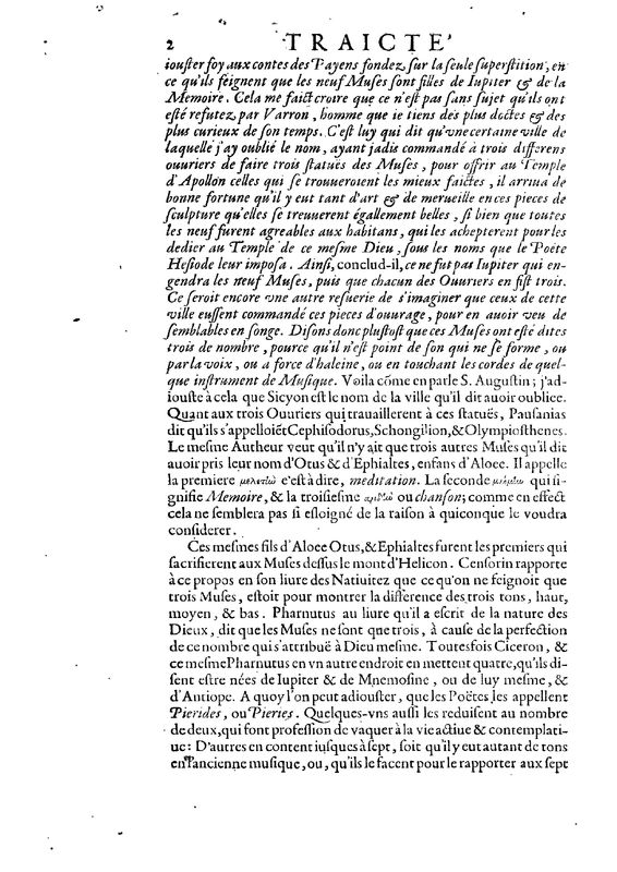 Mythologie, Paris, 1627 - Recherches : Des Muses et de leur généalogie, p. 2