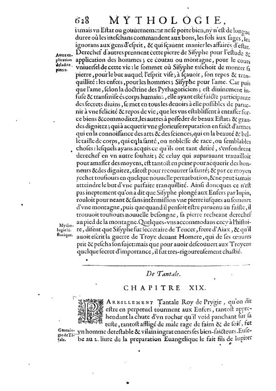 Mythologie, Paris, 1627 - VI, 18 : De Sisyphe, p. 628