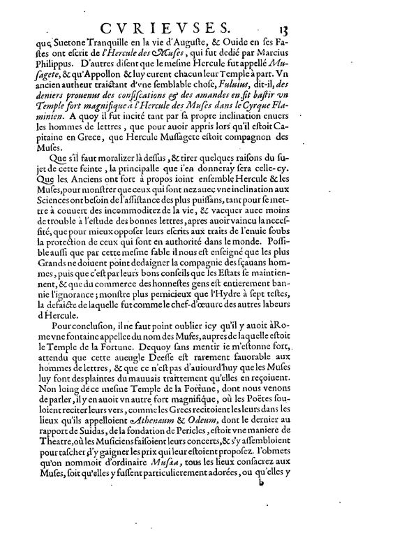 Mythologie, Paris, 1627 - Recherches : Des Muses et de leur généalogie, p. 13