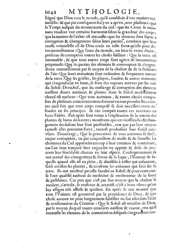 Mythologie, Paris, 1627 - X : Que tous les preceptes de Philosophie s’enseignoient jadis par les Fables, p. 1042