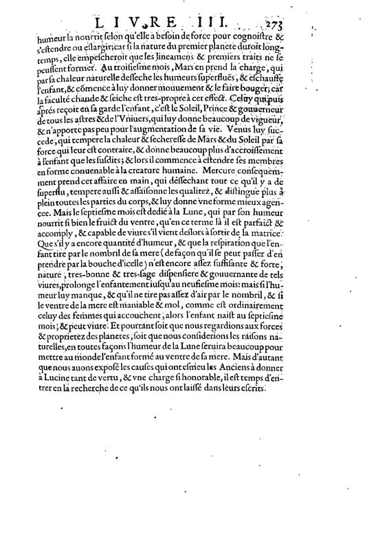 Mythologie, Paris, 1627 - IV, 1 : Pourquoy les Anciens ont creu que Lucine assistoit aux femmes en leurs accouchemens, p. 273