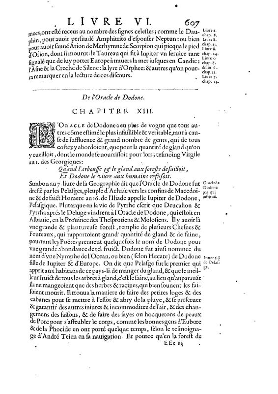 Mythologie, Paris, 1627 - VI, 13 : De l’Oracle de Dodone, p. 607