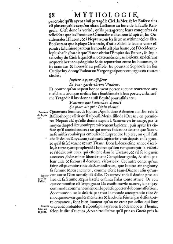 Mythologie, Paris, 1627 - II, 2 : De Jupiter, p. 88