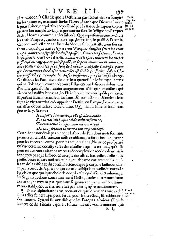 Mythologie, Paris, 1627 - III, 7 : Des Parques, p. 197