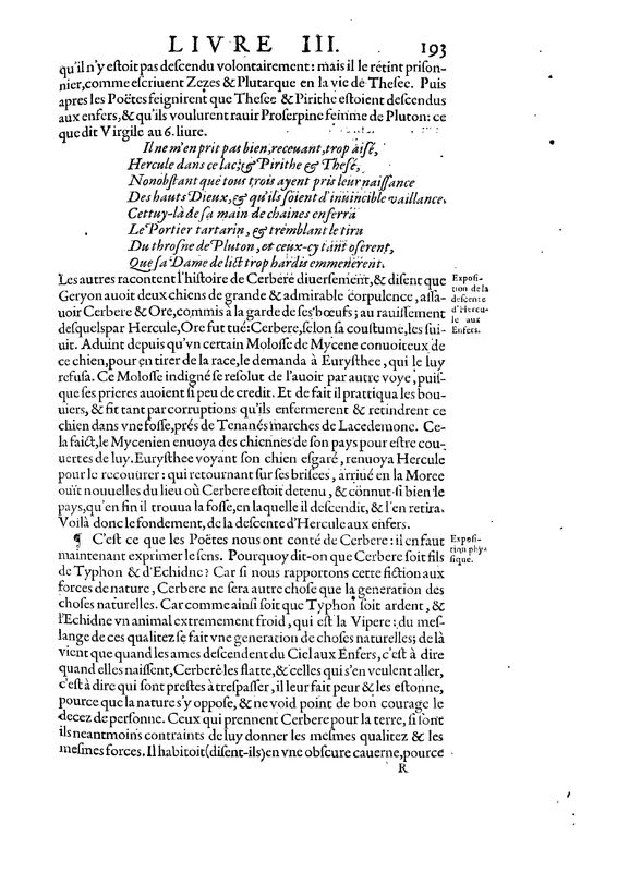 Mythologie, Paris, 1627 - III, 6 : De Cerbere, p. 193