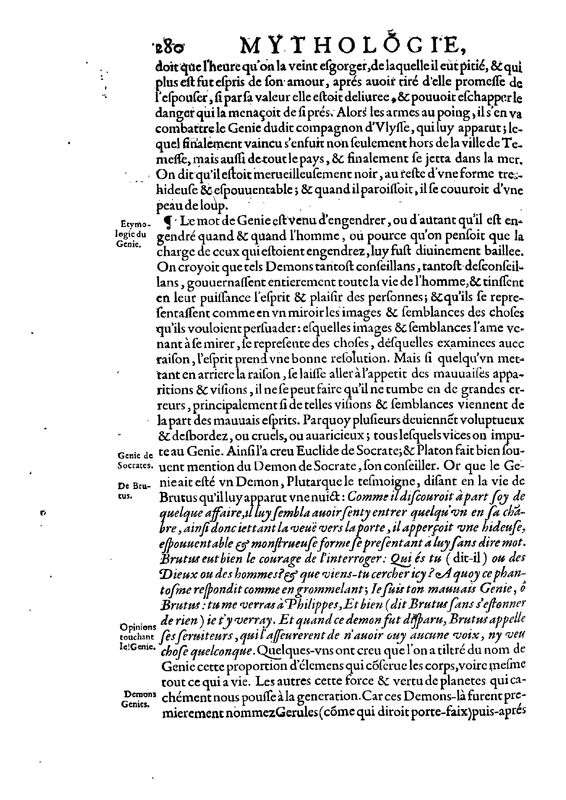 Mythologie, Paris, 1627 - IV, 4 : Du Génie, p. 280