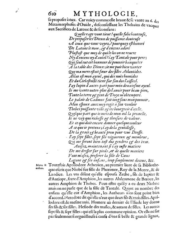Mythologie, Paris, 1627 - VI, 14 : De Niobe, p. 610