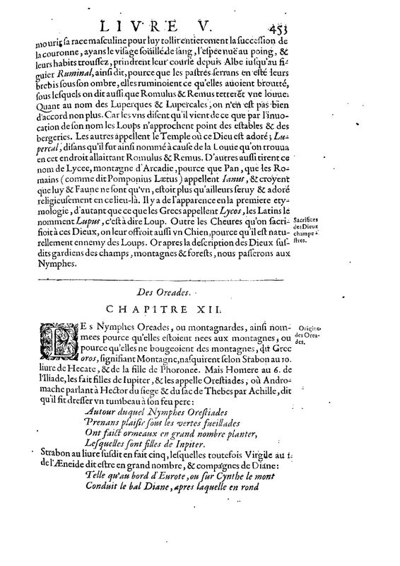 Mythologie, Paris, 1627 - V, 12 : Des Oreades, p. 453