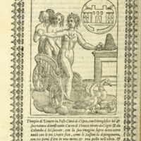 Nove Imagini, Padoue, 1615 - 142 : Le char de Vénus tiré par deux cygnes et deux colombes, accompagnée des Grâces