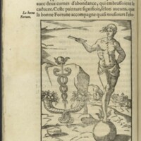 Images, Lyon, 1581 - 78 : Figure de Fortune et Vertu (les cornes d’abondance et le caducée)