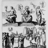 Mythologie, Paris, 1627 - II. Figure, Qui est comme un Abbregé de ce qui touche les Statües & les Medailles de Jupiter, p. 72