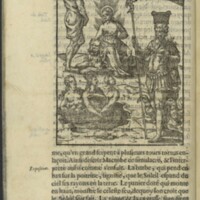 Images, Lyon, 1581 - 10 : Apollon assyrien d'après Macrobe avec Diane d'Ephèse (la Nature), Cybèle et une figure chauve (la matière)