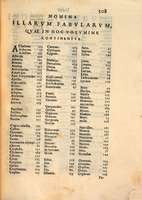 Mythologia, Venise, 1567 - Nomina illarum fabularum quae in hoc volumine continentur, 308r°
