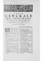 Mythologie, Paris, 1627 - Table des matières, n.p.