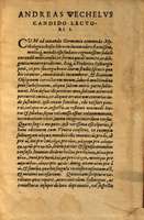 Mythologia, Francfort, 1581 - Andreas Wechelus candido Lectori S., n.p.