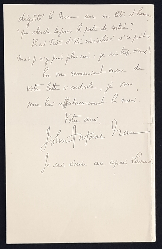 Lettre de John-Antoine Nau à Toussaint Luca, 10 octobre 1912