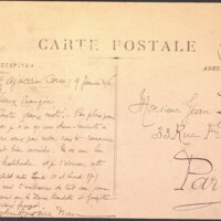 Carte postale de John-Antoine Nau à Jean Royère, 09 janvier 1916
