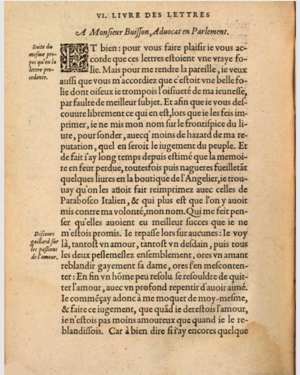 1586_LesLettresd'EstiennePasquier_Livre6_Lettre IV 1586_LesLettresd'EstiennePasquier_Livre6_Lettre IV