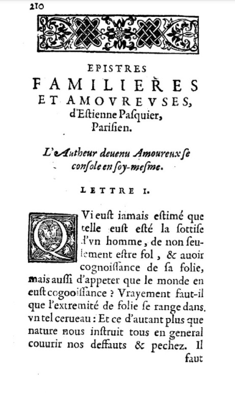 1595_Epistresfamilieresetamoureusesd'EstiennePasquierParisien_Épître I