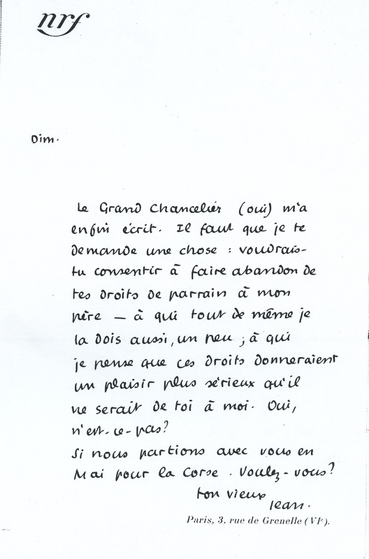 Lettre de Benjamin Crémieux à Jean Paulhan, 1926