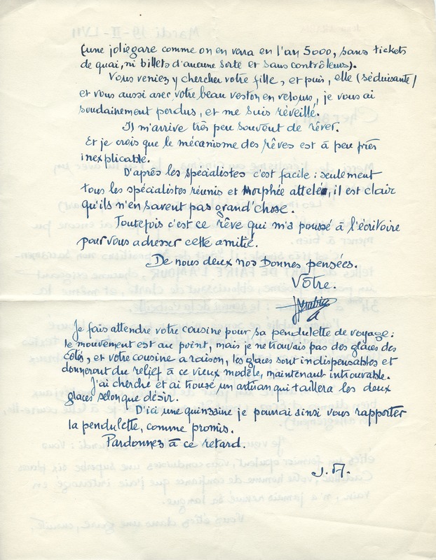 Lettre de Jean Arabia à Jean Paulhan, 1957-02-19