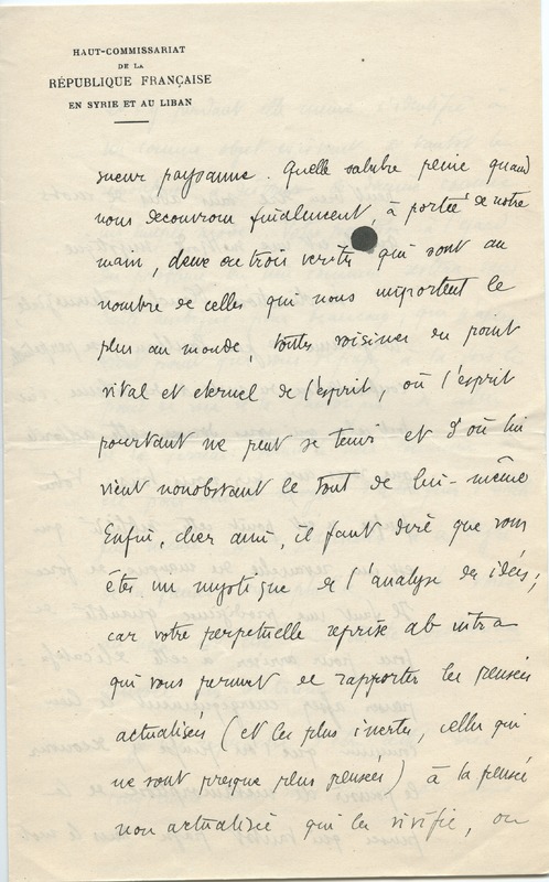 Lettre de Gabriel Bounoure à Jean Paulhan, 1931