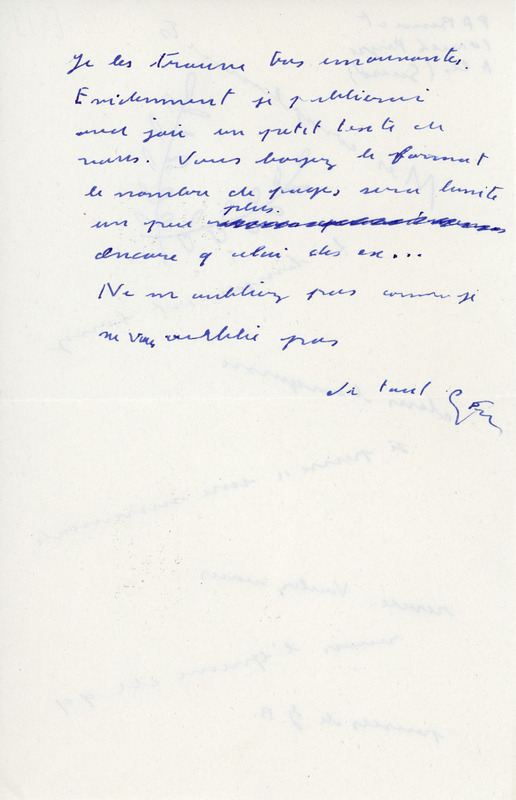 Lettre de Pierre-André Benoit à Jean Paulhan, 1951