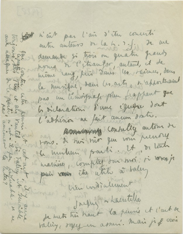 Lettre de Jacques de Lacretelle à Jean Paulhan (1928)