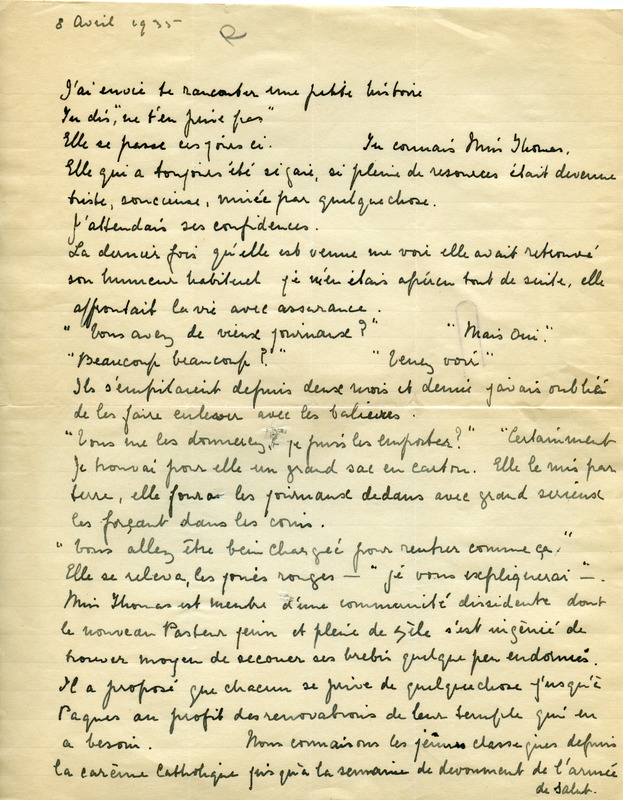 Lettre de Bertha Rhodes à Jean Paulhan, 1935-04-08 Lettre de Bertha Rhodes à Jean Paulhan, 1935-04-08