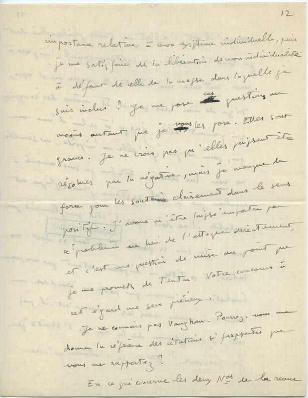 Lettre d'André Rolland de Renéville à Jean Paulhan, 1932-01-02 Lettre d'André Rolland de Renéville à Jean Paulhan, 1932-01-02