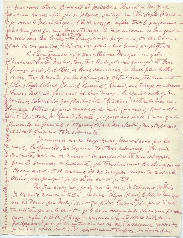 Lettre de Barbara Church à Jean Paulhan (7 février 1957)