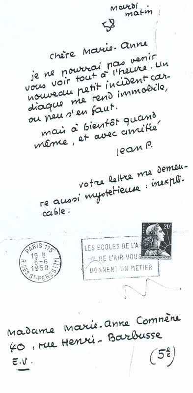 Lettre de Jean Paulhan à Marie-Anne Commène, 1958-06-06