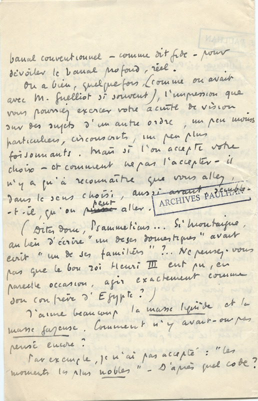 Lettre de Roger Martin du Gard à Jean Paulhan, 1928-10-17