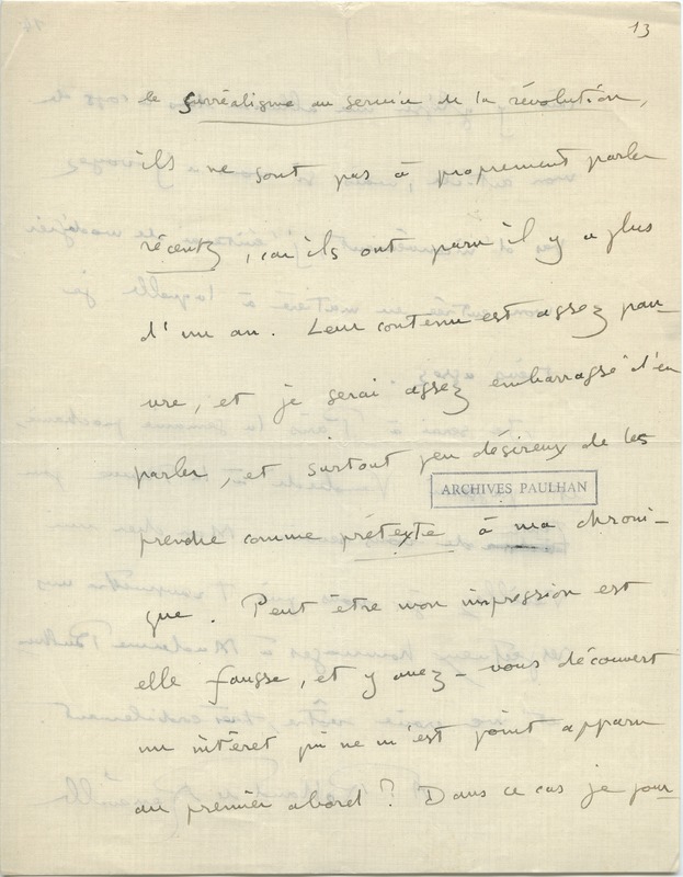 Lettre d'André Rolland de Renéville à Jean Paulhan, 1932-01-02 Lettre d'André Rolland de Renéville à Jean Paulhan, 1932-01-02
