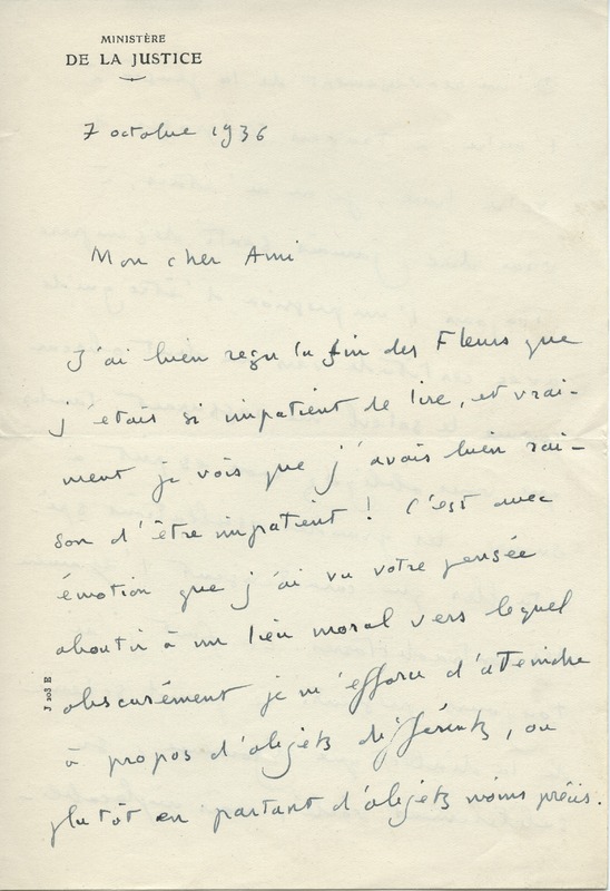 Lettre d'André Rolland de Renéville à Jean Paulhan, 1936-10-07