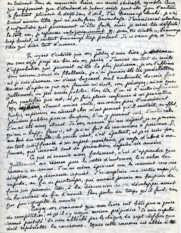 Lettre de Lucien Rebatet à Jean Paulhan, 1951-03-22